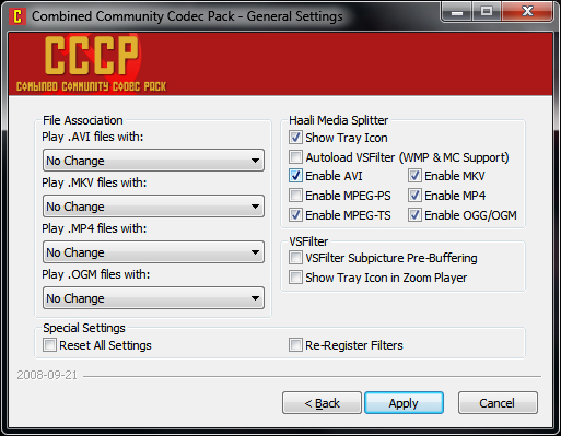what is cccp settings